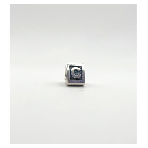 Pandora Authentic Silver Alpha Letter C Block Initial Charm - Picture 1 of 3